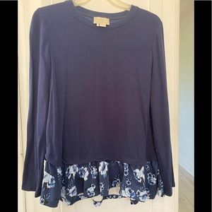 Kate spade sweatshirt, blue, prairie ruffled line-beautiful/soft/ cute piece